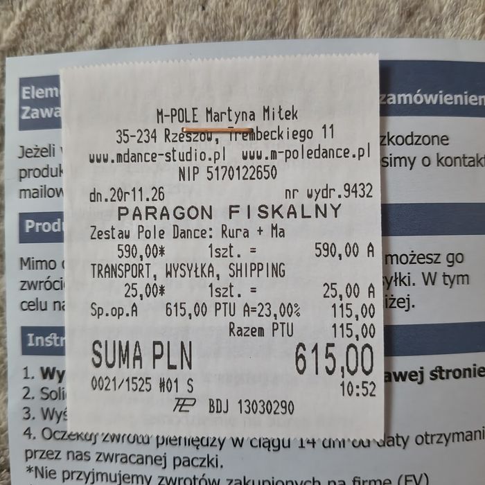 Rurka rura do pole dance