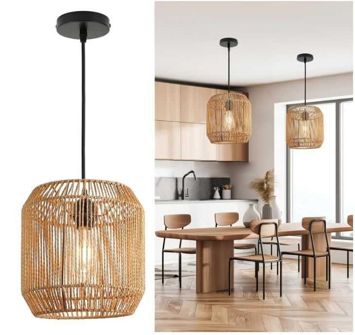 Nowoczesna, rattanowa lampa wisząca FORCOSO