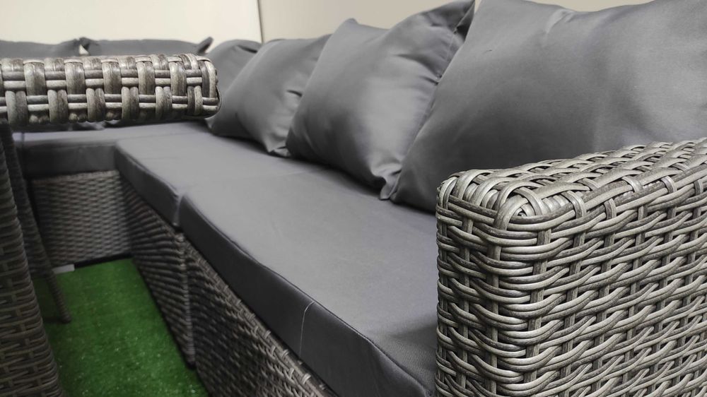 Zestaw Meble Ogrodowe 8 osób podwójny technorattan Szary