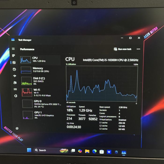 Ігровий ноутбук Rtx 3050Ti, i5 10300, 16/512Gb