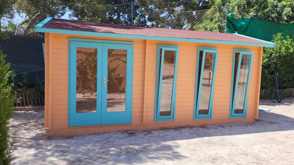 Cabana modular de madeira, escritório Exterior de 17,2 m2