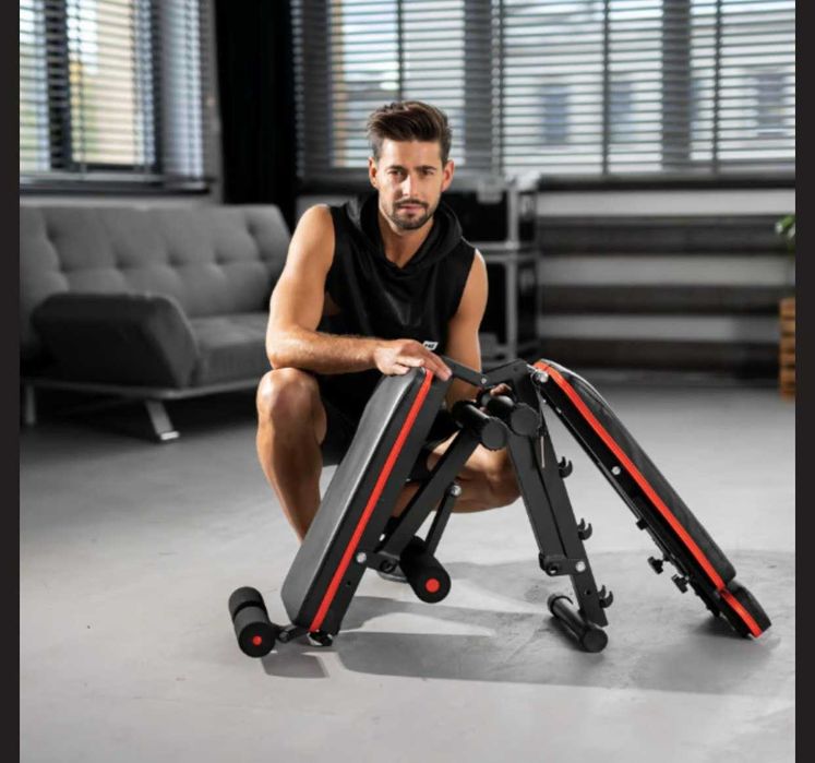 универсальная скамья для тренировок жима пресса набор гантели штанга