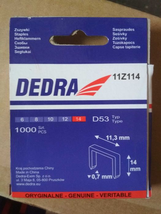 Zszywki Dedra 11Z114 typ D53 oryginalne