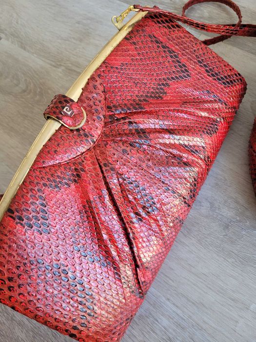 Mala e sapatos em pele de cobra verdadeira