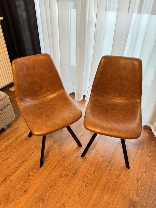 Krzesło PROXI styl industrialny, loft, skóra, koniak, brąz, vintage