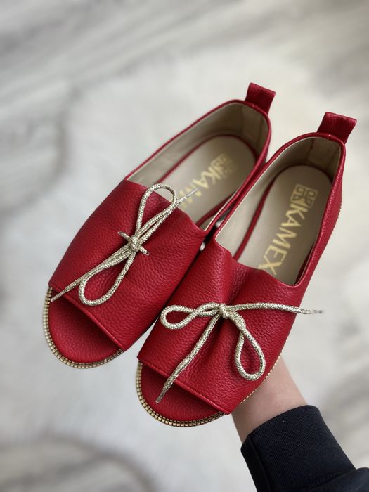 Czerwone sandały saszki polska produkcja kamex eko skóra 38