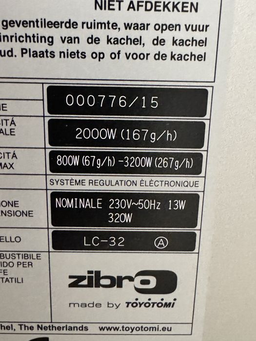 Zibro Toyotomi LC-32 aquecimento parafina 3200w