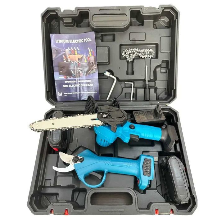Набір 2в1 акумуляторна міні ланцюгова пила 6″ + секатор арт. 048