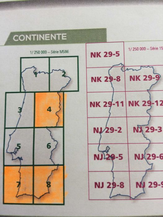 Conjunto de 2 Folhas da Carta Militar Portugal - 1:250.000
