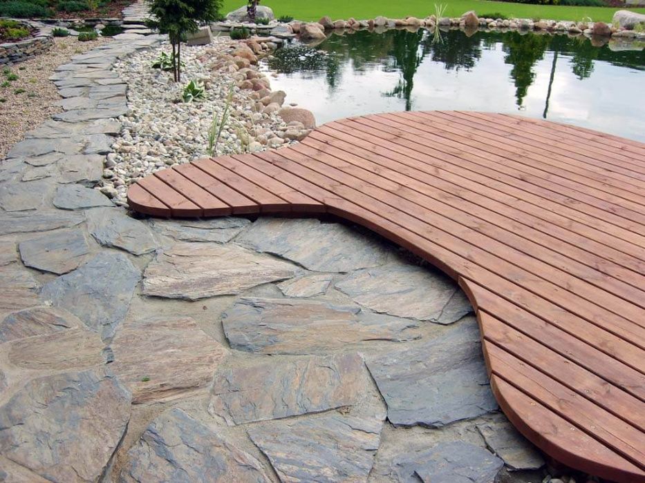 Płyty ogrodowe na kaskady szaro miodowe ścieżki oczka wodne