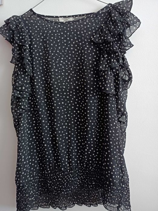 Blusa com bolinhas brancas, Cortefiel