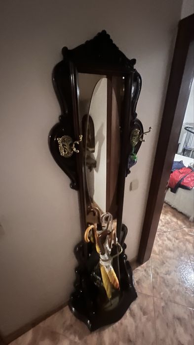 Bengaleiro Vintage Clássico com Espelho e guarda chapéus