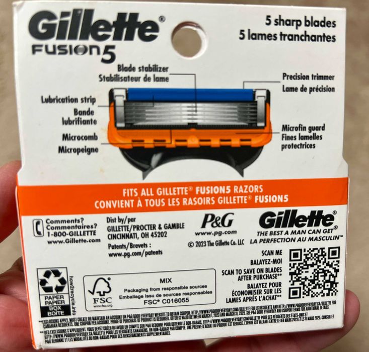 Оригинал США 100% лезвия Gillette Fusion 5 Proglide 4шт