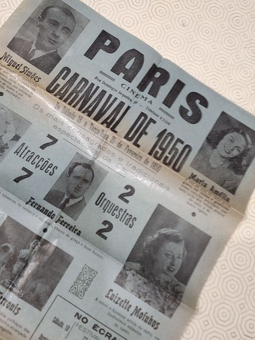 Cinema paris campo ourique cartaz carnaval 1950