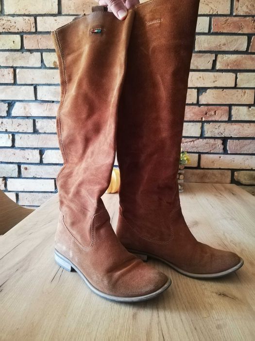 Damskie kozaki skórzane rude, roz. 37