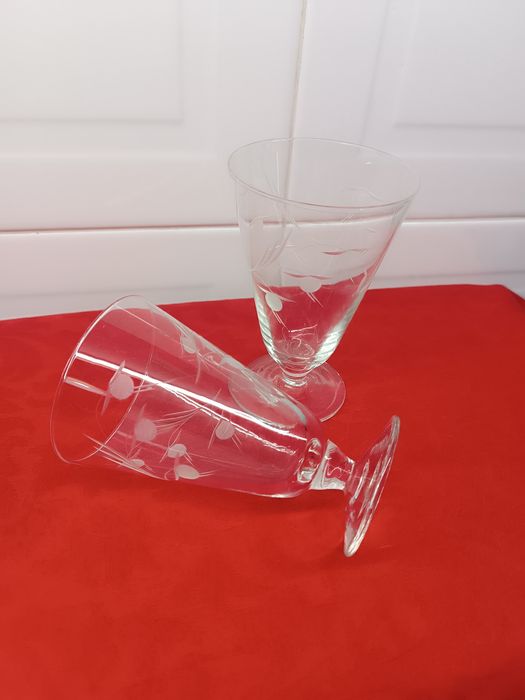 Conjunto de 2 Copos Cristal Antigo. 13 cm