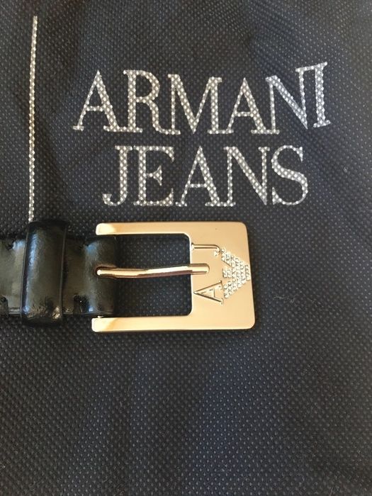 Armani Jeans pasek skórzany czarny skóra półmatowa
