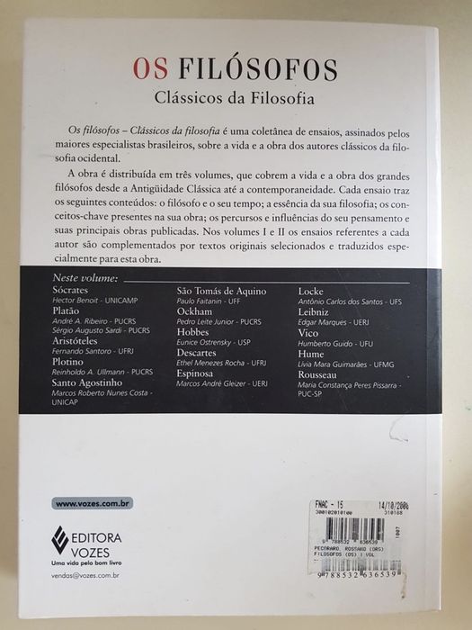 “Os filósofos clássicos da filosofia - Volume I” de Rossano Pecoraro