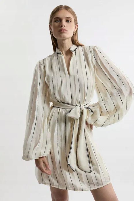 KAREN MILLEN 44 XXL SUKIENKA X LYDIA WIĄZANA PETITE SZYFONOWA D2767