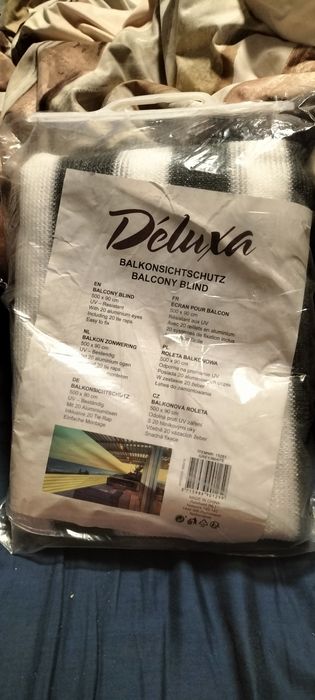 Roleta balkonowa w szarobiałe pasy,500x90