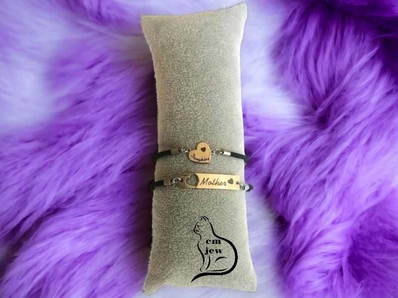 Conj 2 pulseiras preto (mãe e filha) mother/daughter - Novas