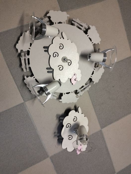 Żyrandol oraz kinkiet dziecięcy; owieczka