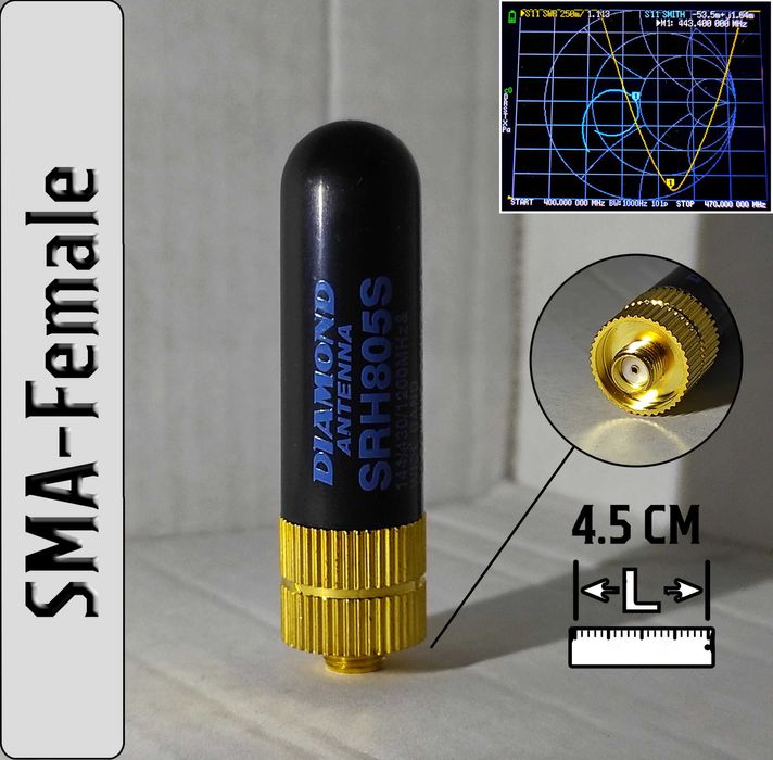 ••• КОРОТКАЯ Мини Антенна Diamond SRH805S | 4.5см | Для Раций Baofeng