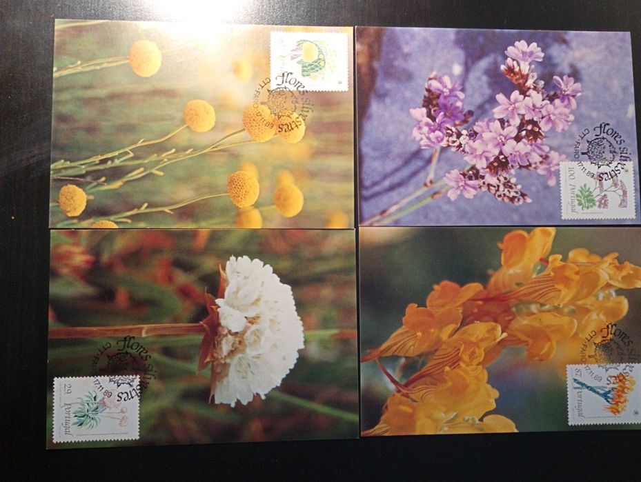 Serie completa de 4 Postais. Máximos. Novos	1989 - Flores Silvestres