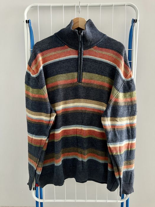 Чоловічий смугастий светр Navigare з коміром на блискавці