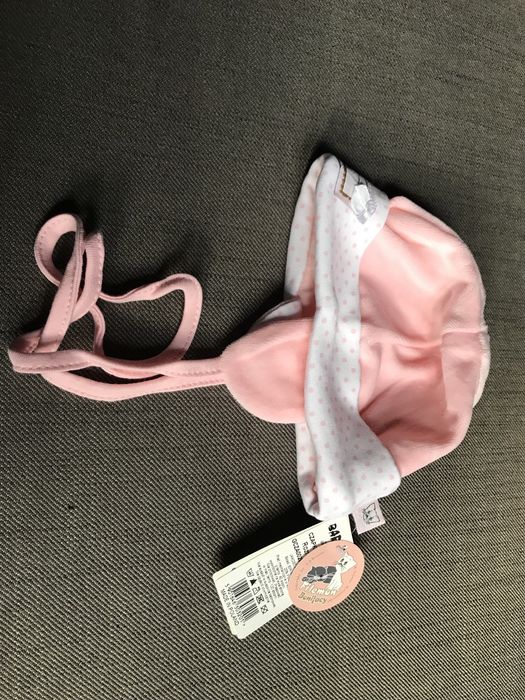 Czapeczka niemowlęca 38-40 cm wiązana na uszy nowa Barbaras różowa