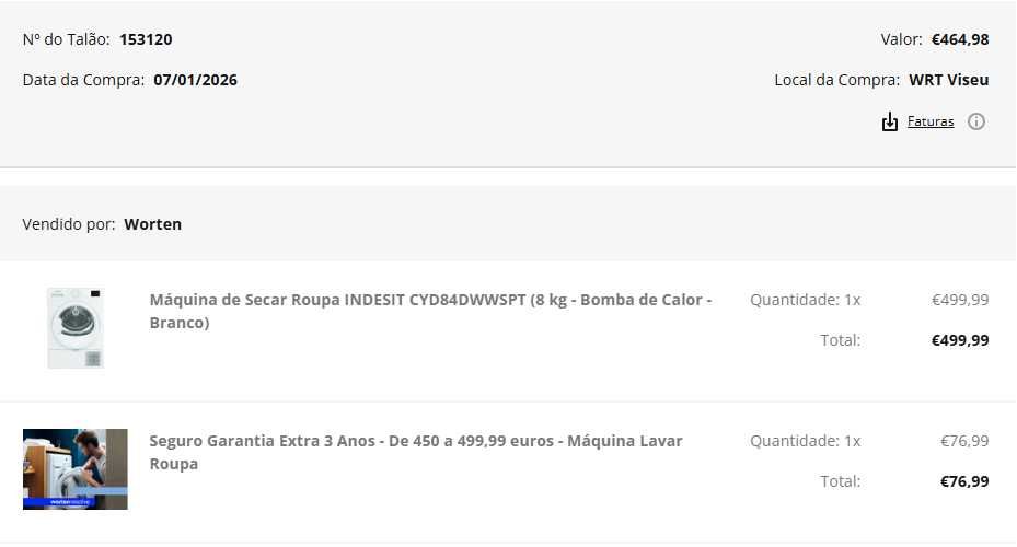 Máq. Secar Roupa INDESIT 8 kg - Bomba de Calor + Extensão de Garantia