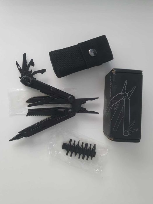 Multitool czarny stal 14C28 280 gram plus bity etui Multinarzędzie