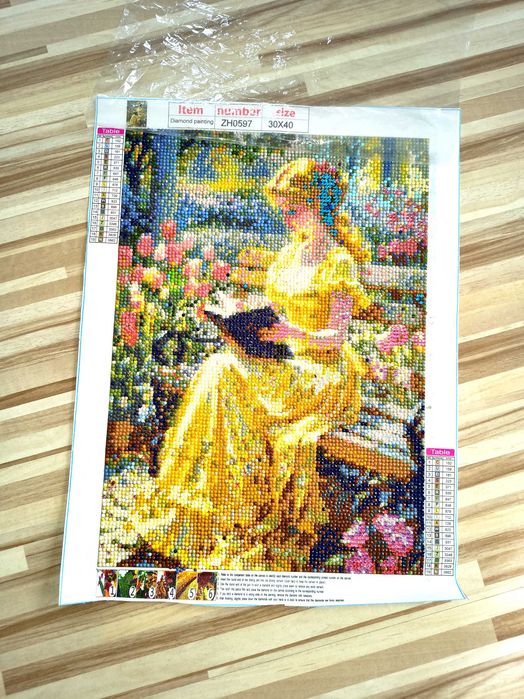 Gotowy Haft Diamentowy 30x40 cm – Kobieta w Ogrodzie / Styl Klasyczny
