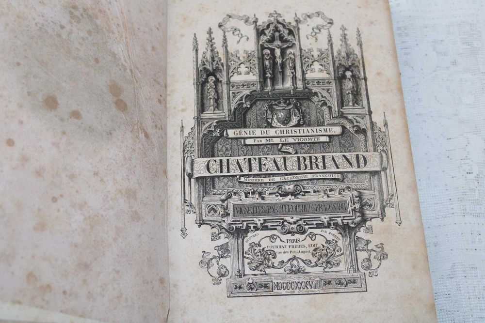 " CHATEAU BRIAND" FRANCAIS RENÉ GENIE DU CHRISTIANISME, 1ª EDIÇÃO 1838