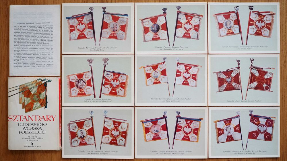 Sztandary Ludowego Wojska Polskiego pocztówki komplet 1968r.