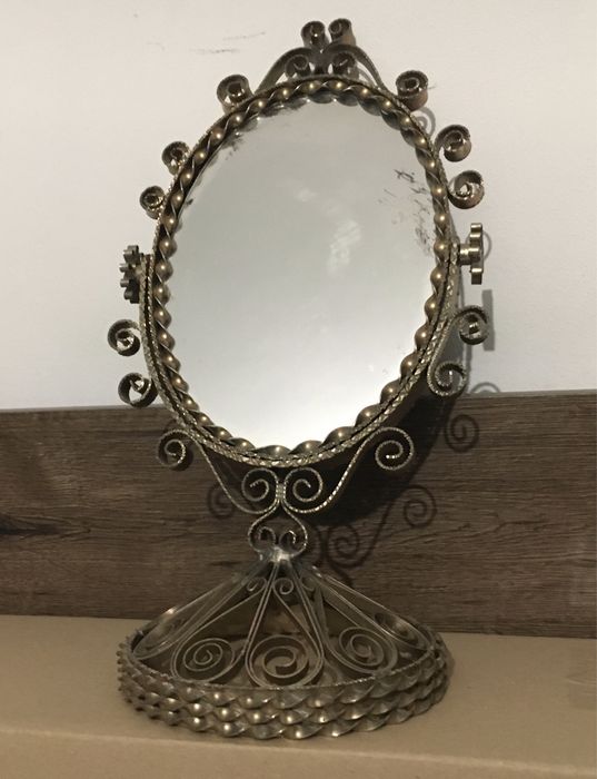 Stare lusterko PRL masywne Styl Filigran