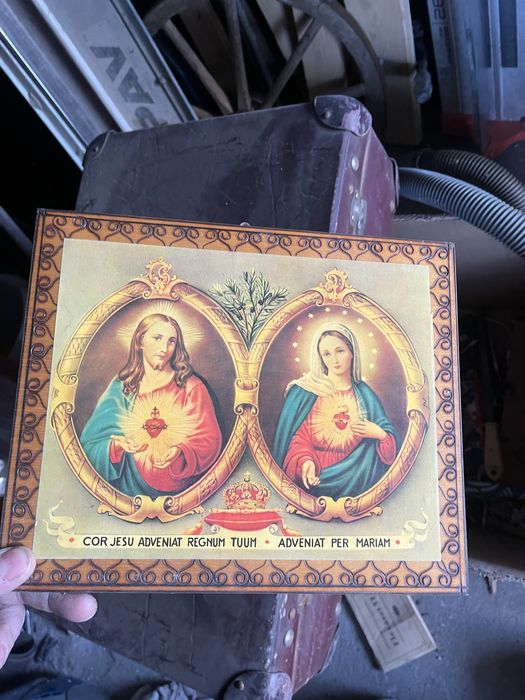 Swiety obrazek na drewnie prl