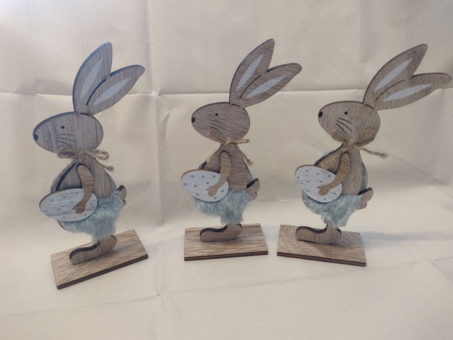 Zajączki Wielkanocne z drewna ozdoby na wiosnę do domu hit