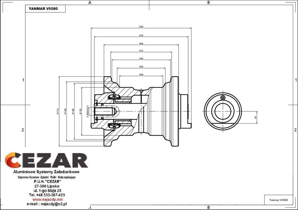 Rolka Jezdna Yanmar B7 VIO70 VIO75 VIO80