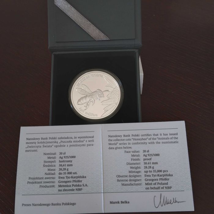 20 zł, NBP, Zwierzęta Świata, Pszczoła Miodna