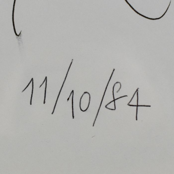 Desenho sobre papel do Artista ARTUR BUAL, datado de 11/10/84