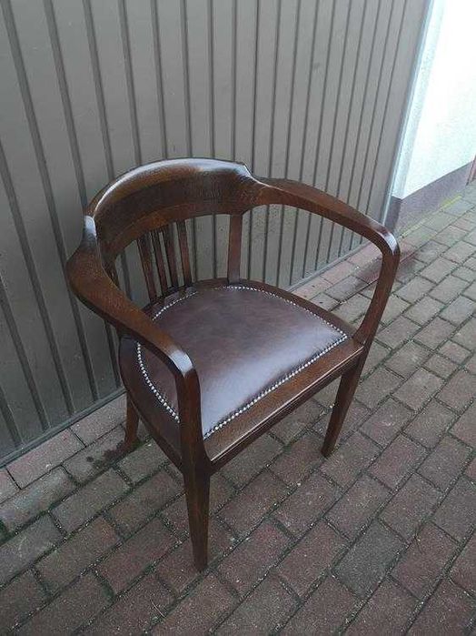 Stary Fotel Krzesło Dębowy Gabinetowy Secesja Antyk Po Renowacji.