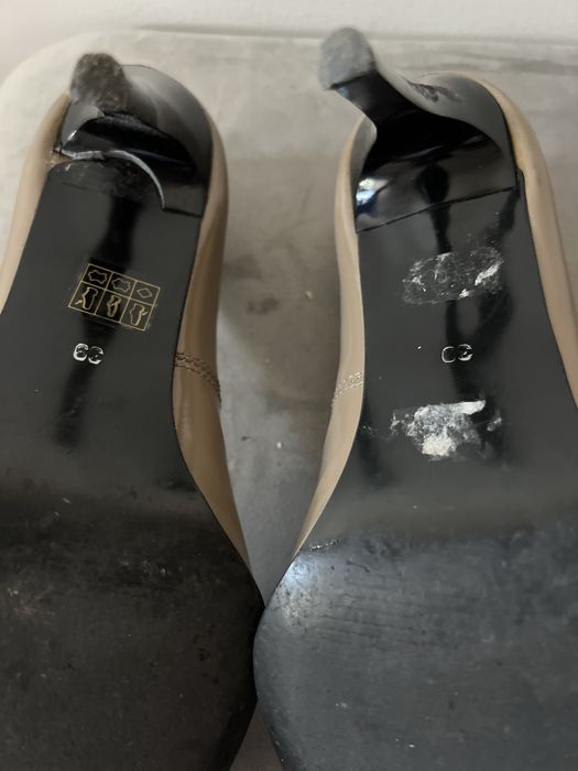 Czarno beżowe skórzane szpilki DSStudio roz. 39