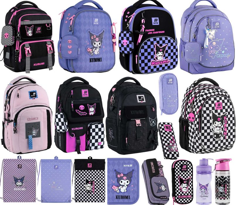 Рюкзак шкільний Kite Education HK Kuromi пенал сумка 555S 2587M 700M