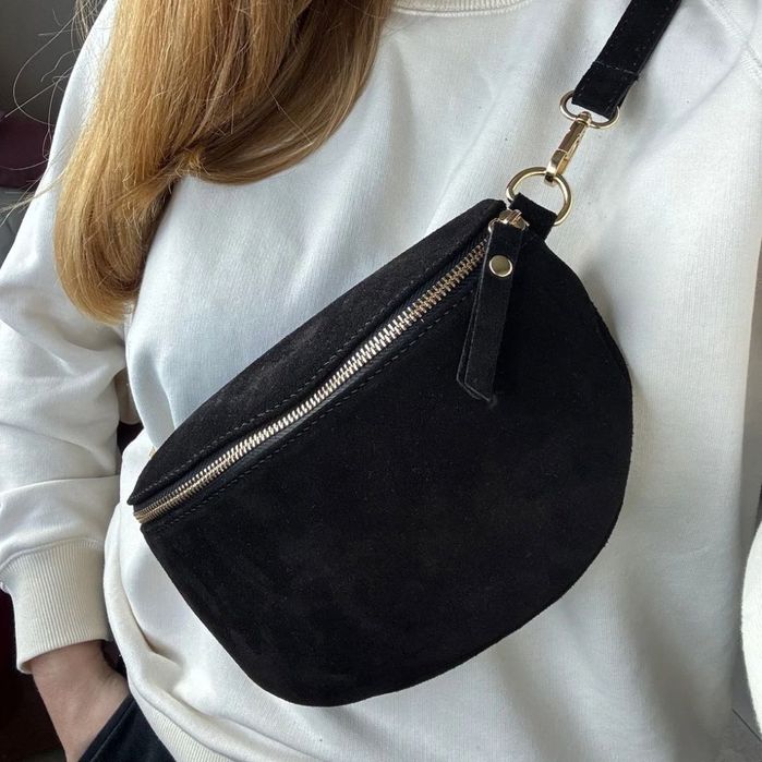 Замшева жіноча сумка-бананка Vera pelle