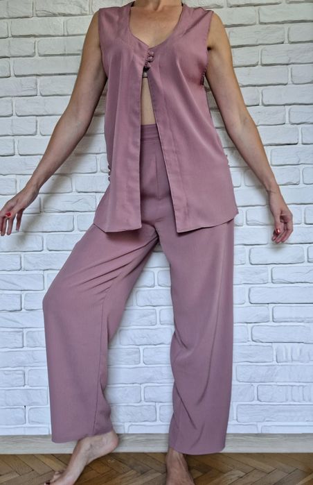 Komplet Set Zestaw na lato Bluzka i Spodnie z szerokimi nogawkami XL