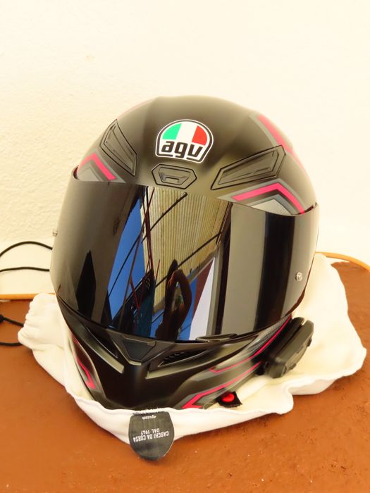 Capacete+viseira preta+ Cardo Spirit HD+ viseira original