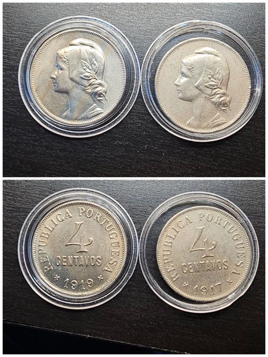 1, 2  e 4 centavos