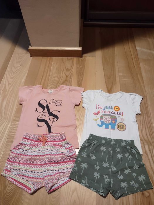 Bluzki z krótkim rękawkiem i spodenki niemowlęce rozmiar 80