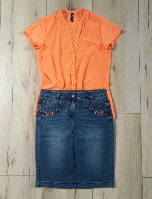Spódnica jeans z haftami Marks&Spencer
